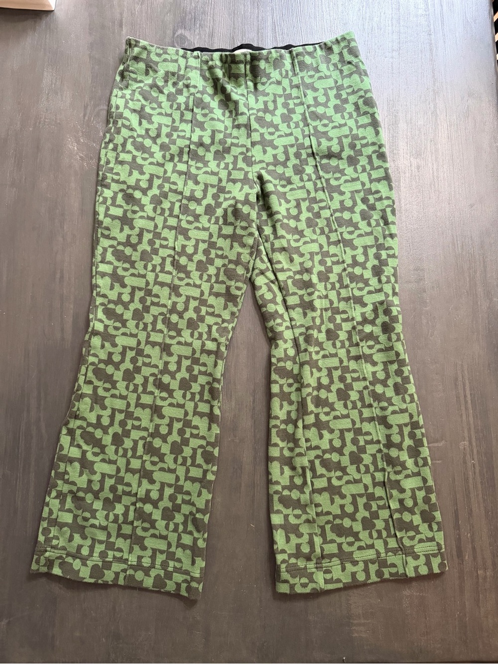 Maeve Anthropologie Green Geometric Crop Pants Medium